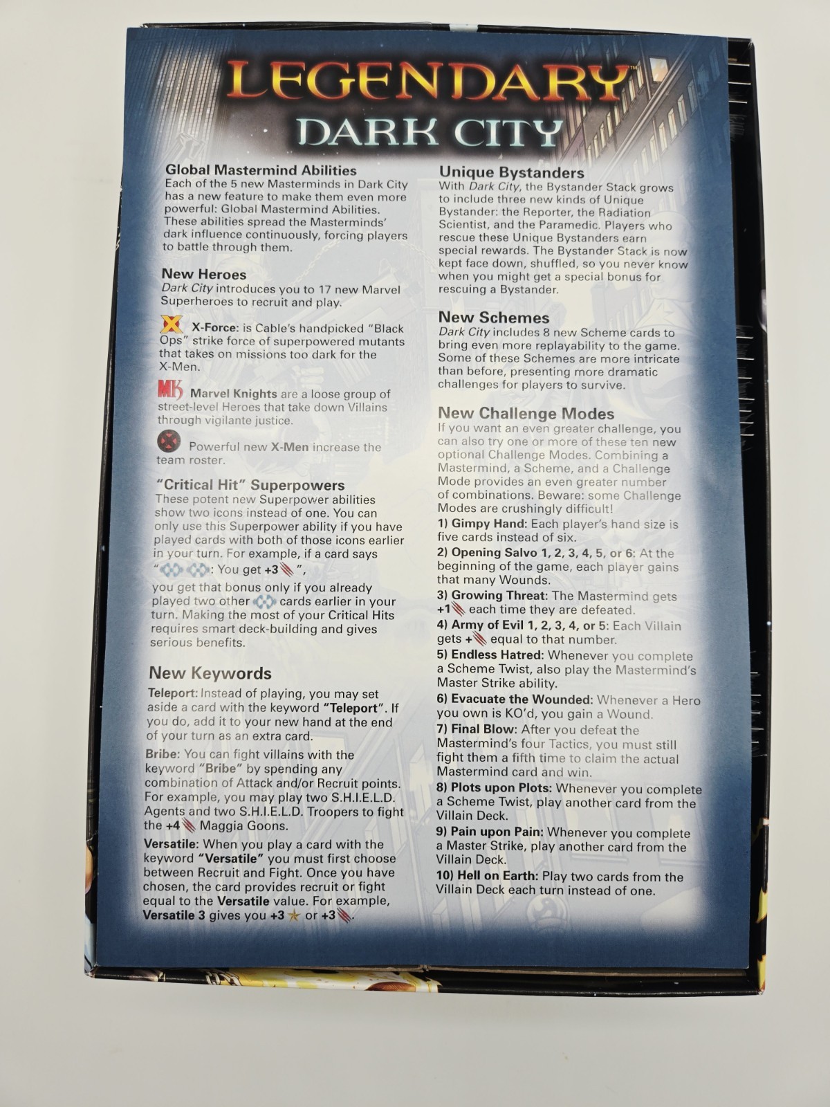 Marvel Legendary Deck Building Game Dark City Plus More !