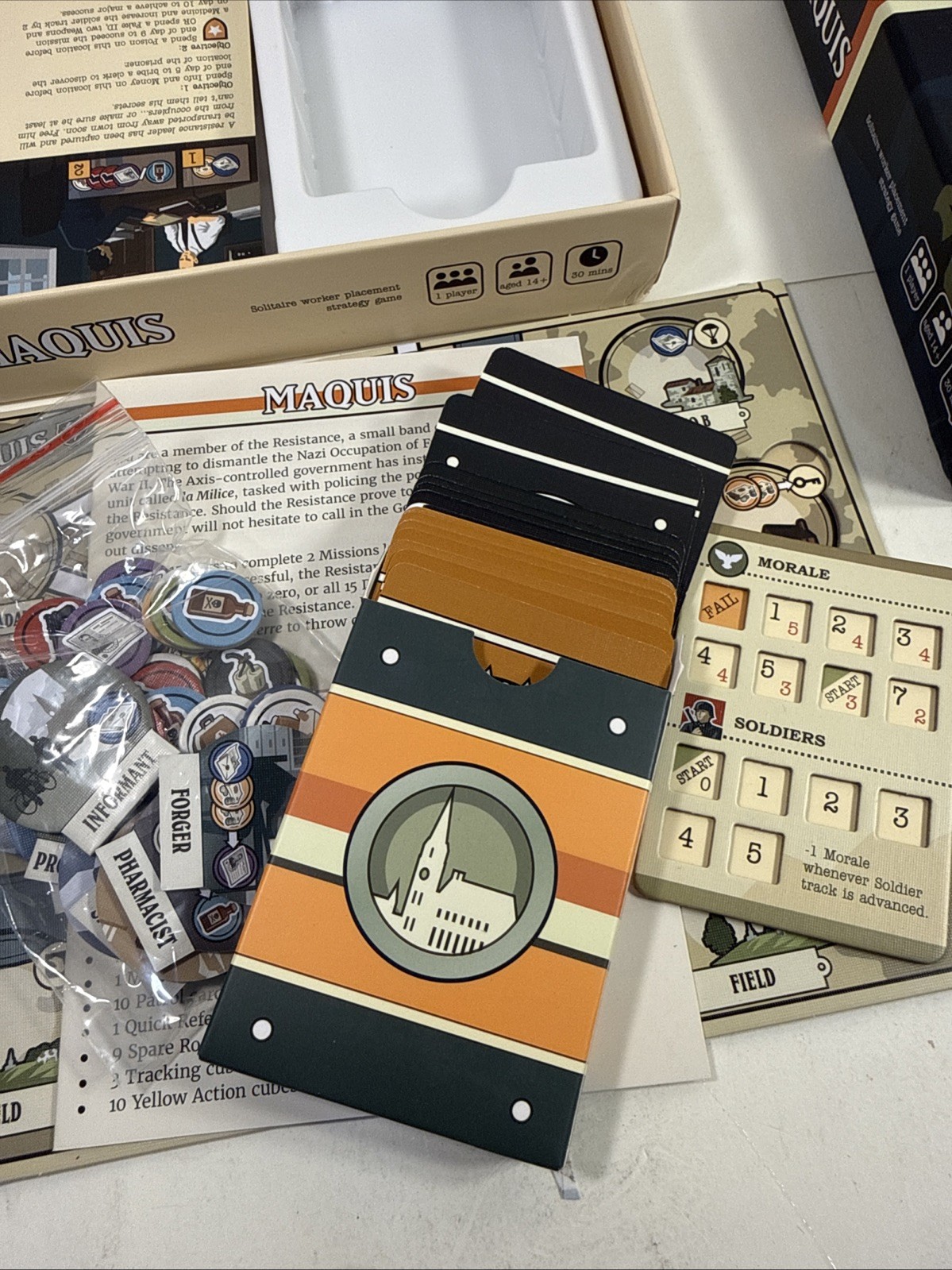 Maquis Solo Board Game by Jake Staines – Side Room Games 2019 – Gently Used