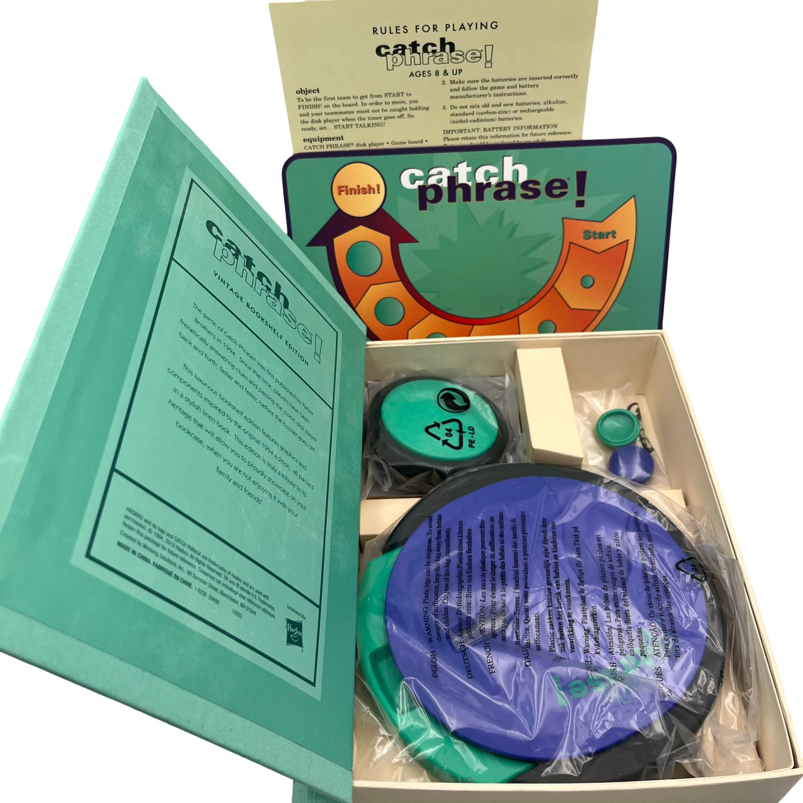 Catch Phrase! Board Game Vintage Bookshelf Edition Linen Open Box
