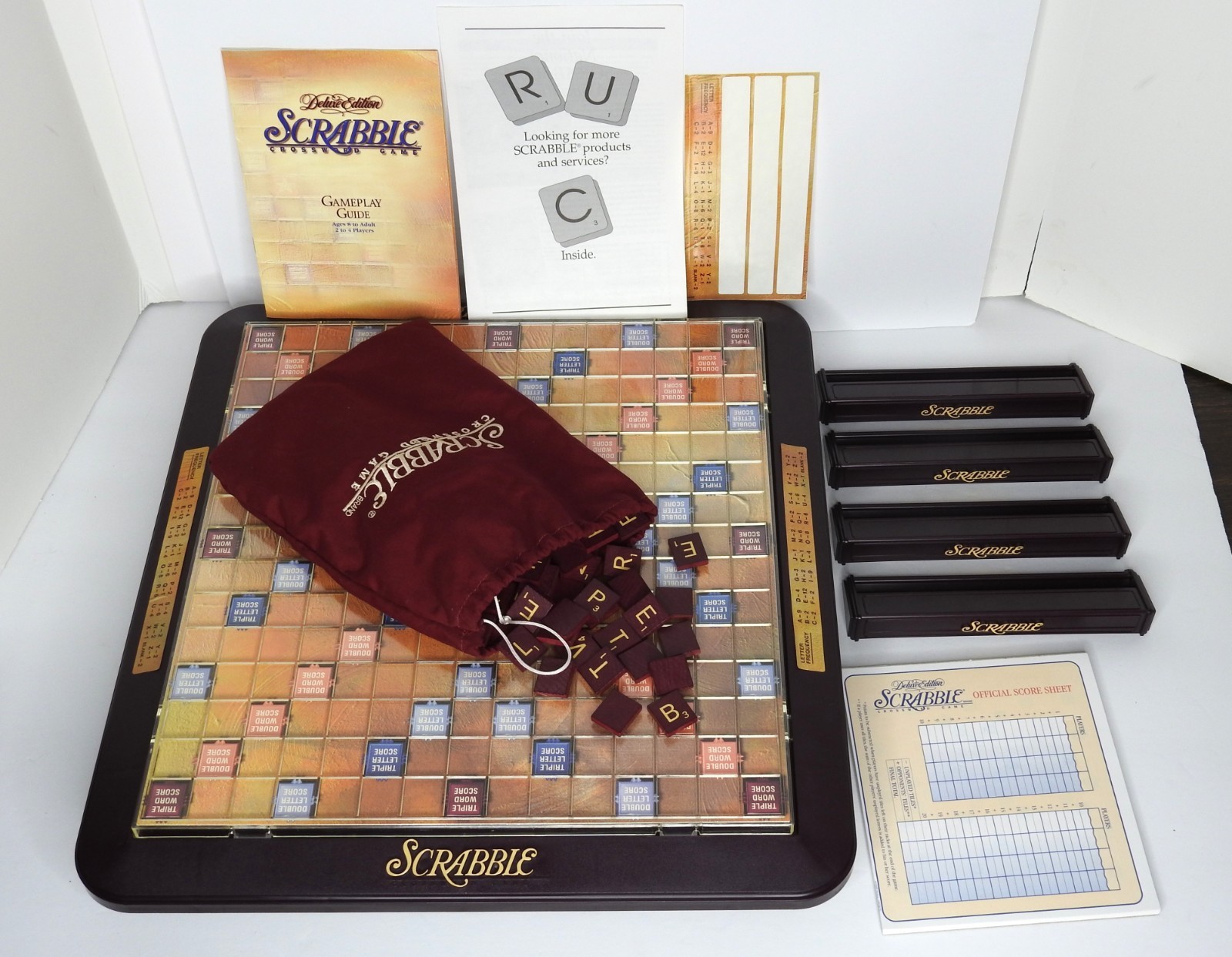 Vintage Scrabble Deluxe Edition Board Game 1999 Milton Bradley Turntable