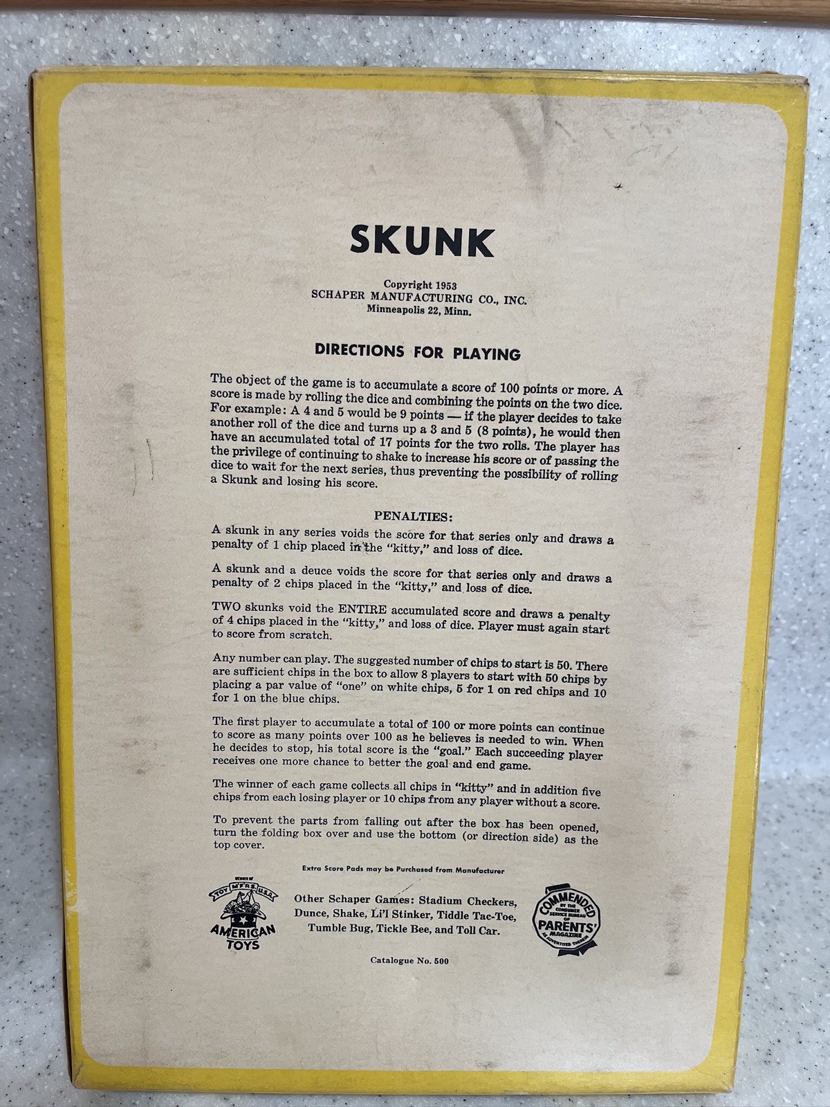 Vtg SKUNK Party Game 1953 #500 Schaper Looks To Be Complete MCM 50s Party *READ*