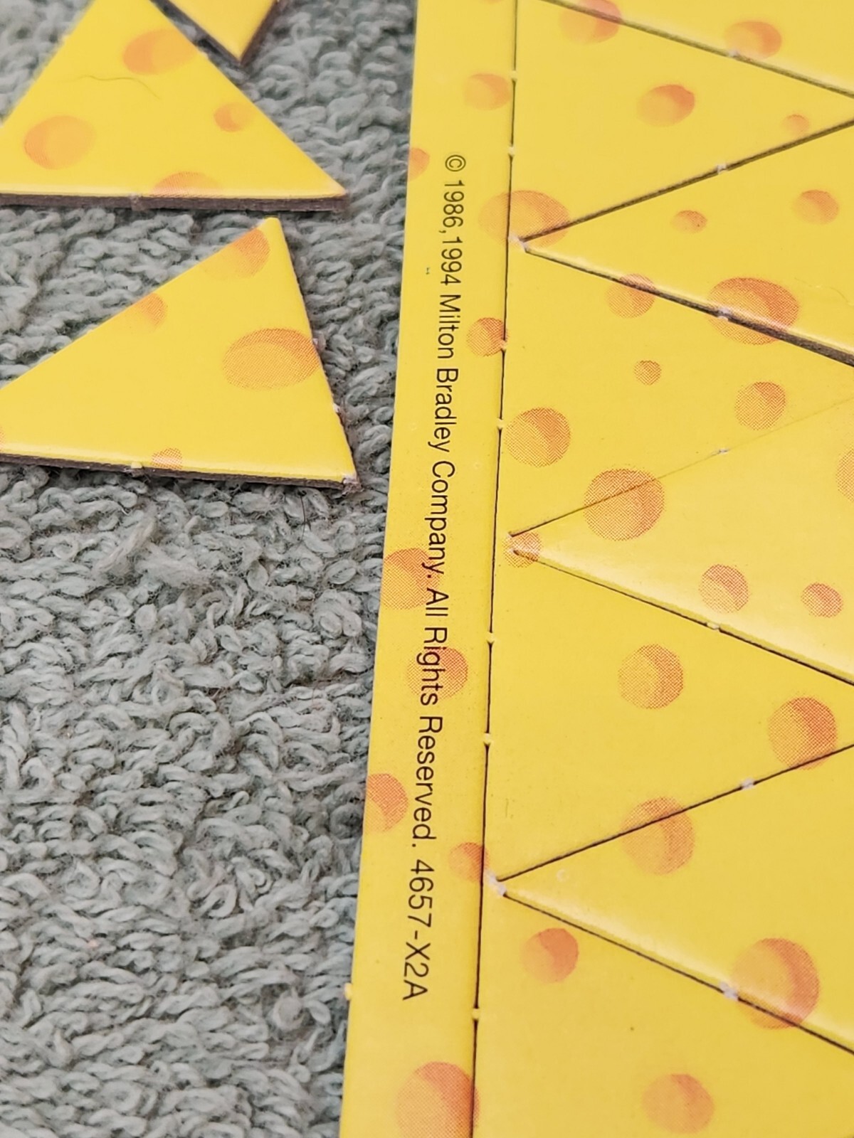 1999 Mouse Trap Game Replacements Pieces. Dice, 4 Mice & Cheese Triangles.