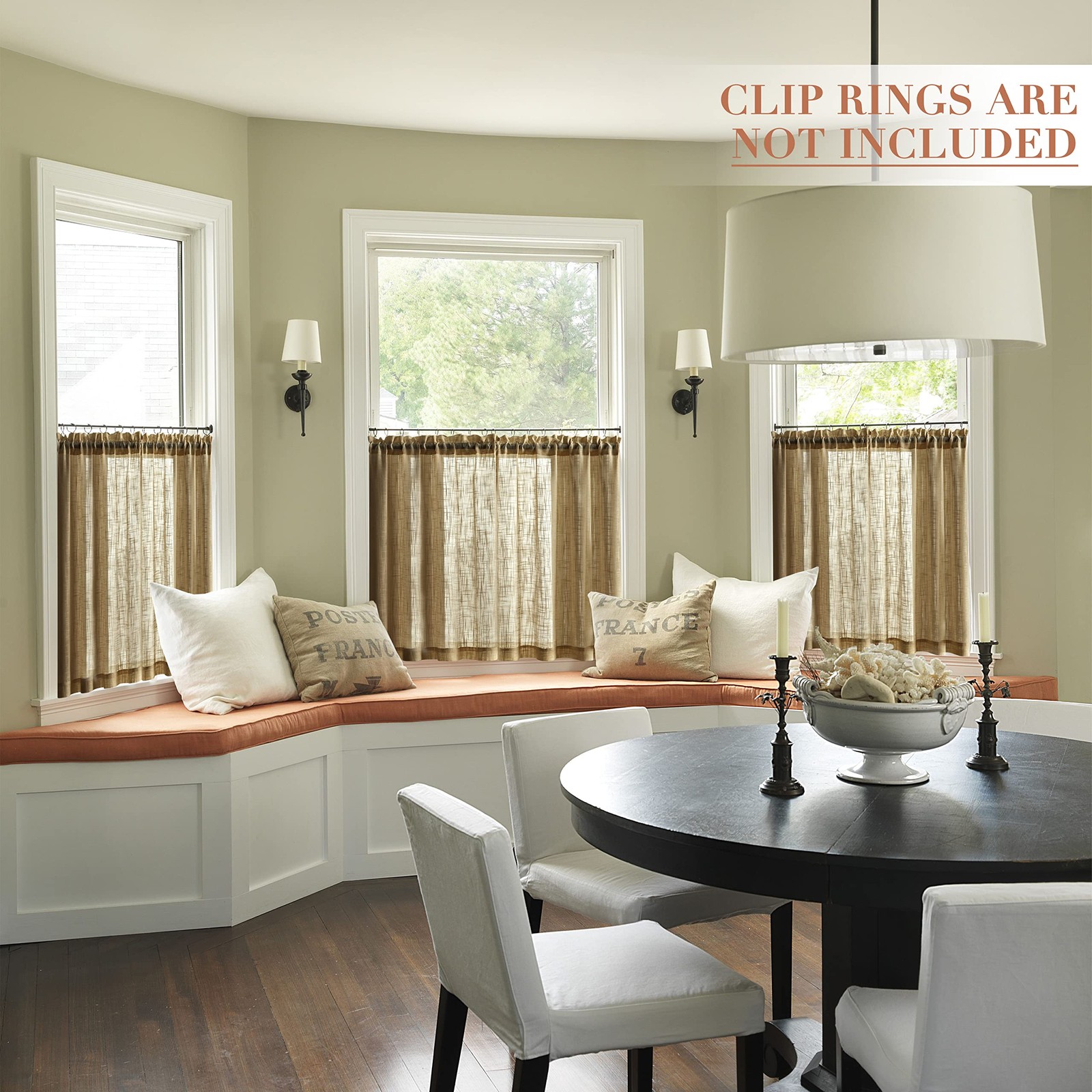 XTMYI Brown Kitchen Curtains for Windows Sets of 25″W x 30″L (Pack 2), Tan