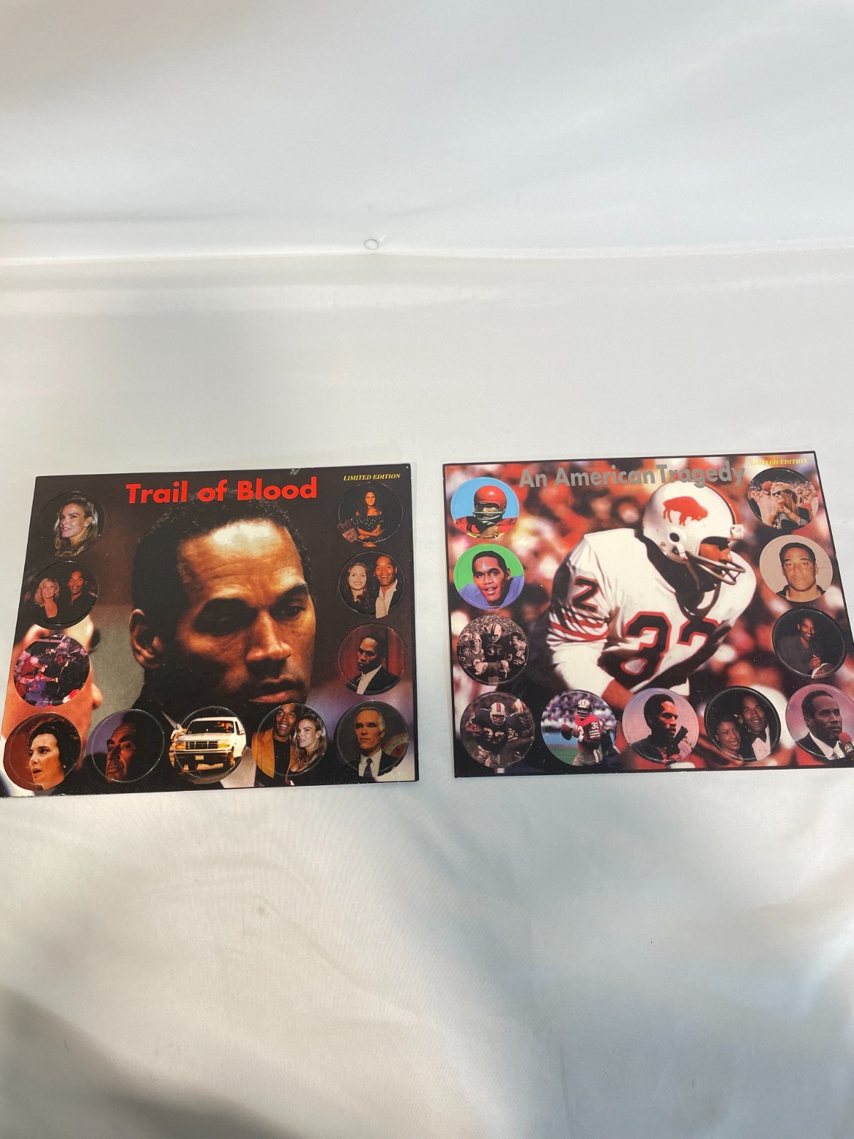 POGS MILK CAP 2 SETS OJ SIMPSON TRAIL OF BLOOD + AMERICAN TRAGEDY NOS 1990’S