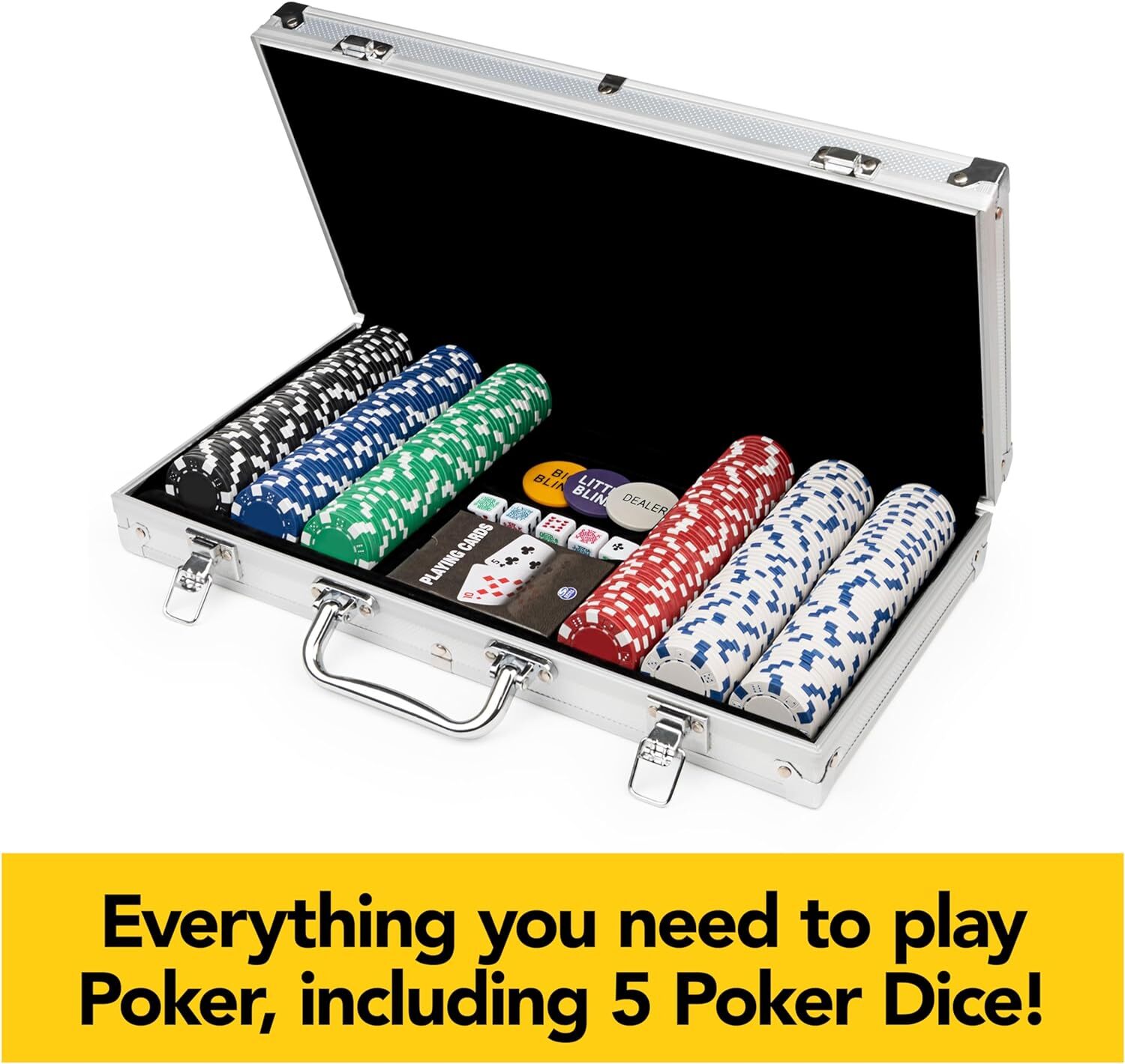 300-Pcs Casino Style Poker Set Aluminum Case Professional Weight Chips & Dice