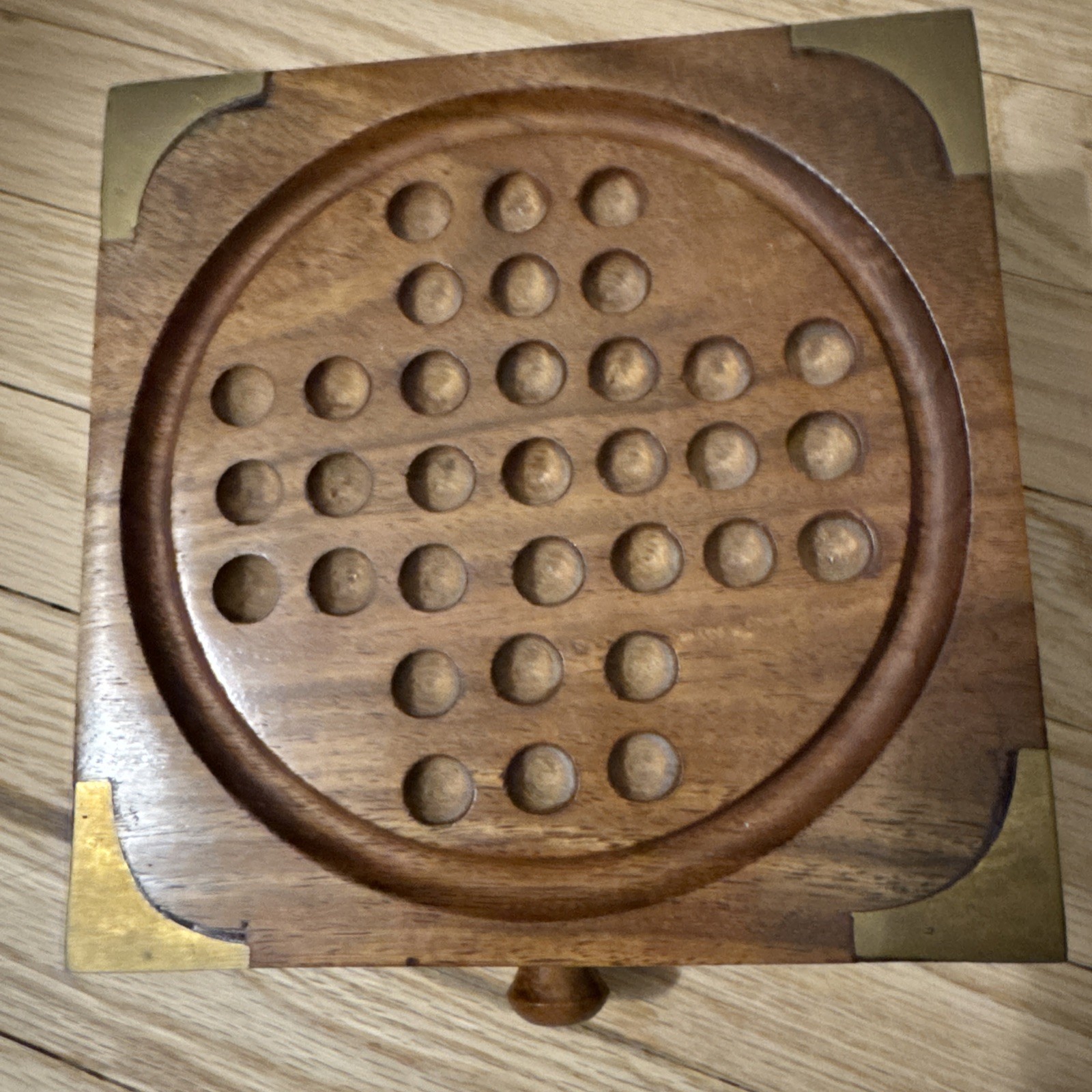 Board Game Solitaire Metal Balls Beads With Storage Box Solitaire Wooden Chinese