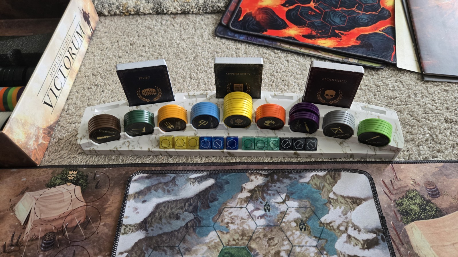 Hoplomachus Victorum Board Game With Premium Health Chips & Hero Tracker, Used