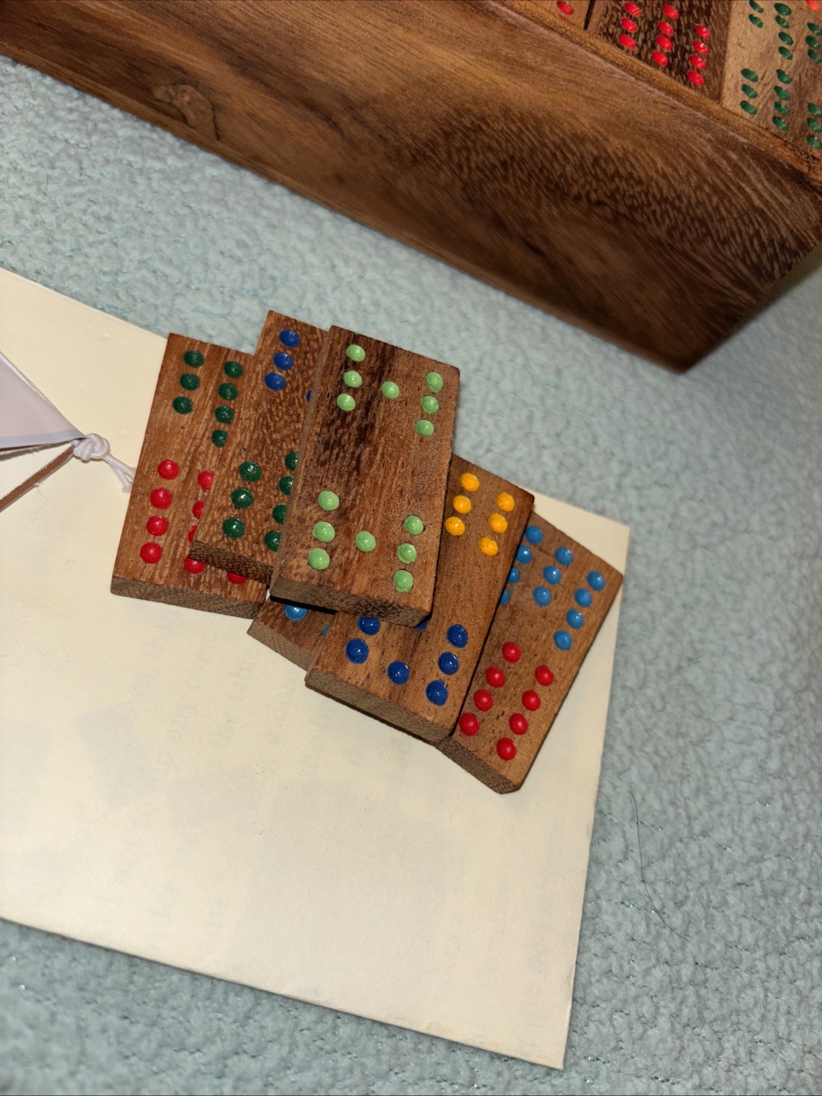 THAI ARTISAN WARAPORN KHAMSUK RAIN TREE WOOD Set 96 Dominos Dominoes Unique EF