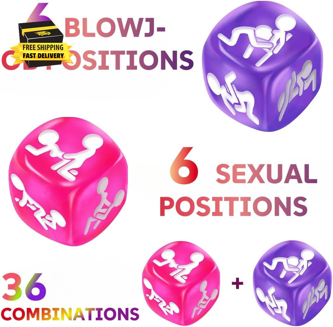 Naughty Date Night Dices for Couples,Sex Dice Set for Couple with 6 Sex Position