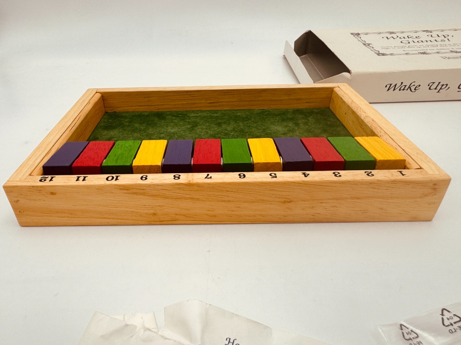 Wake up Giants HearthSong Vtg 1993 Wooden Dice Game Counting Math Home School