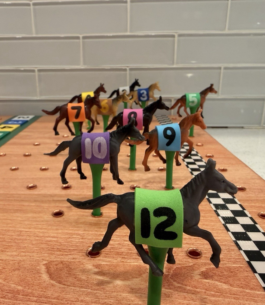 Custom Horse Game Pieces Tokens Race Derby – handmade #’s saddles GREEN tees
