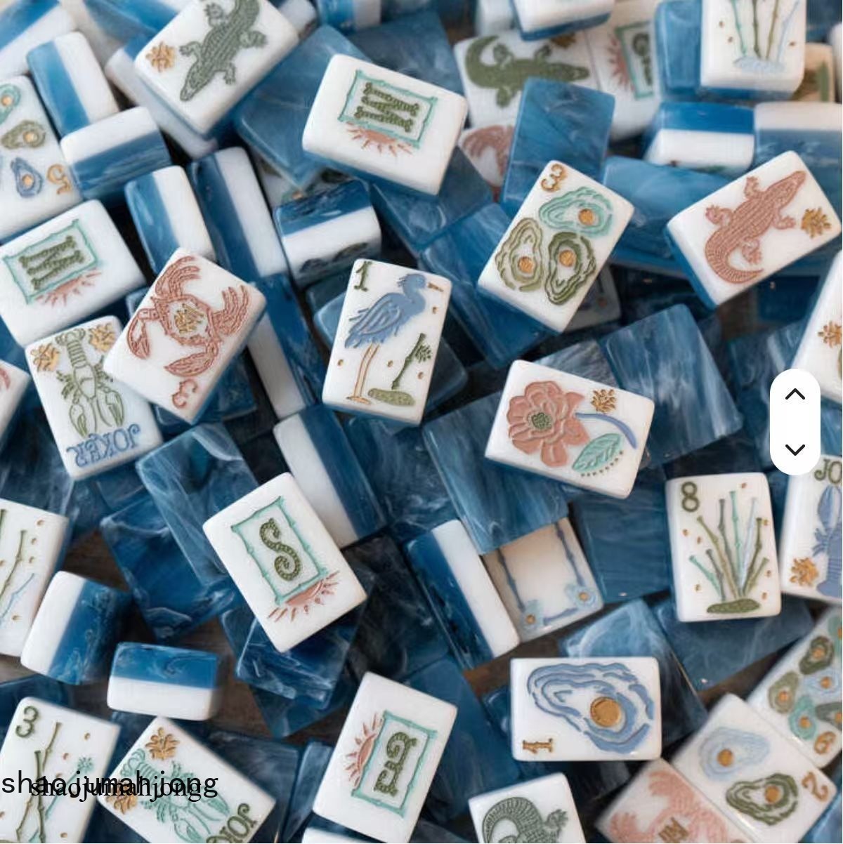 NEW! Vibrant Layered Mahjong Tiles – Full American Set 160Tiles – marine animals