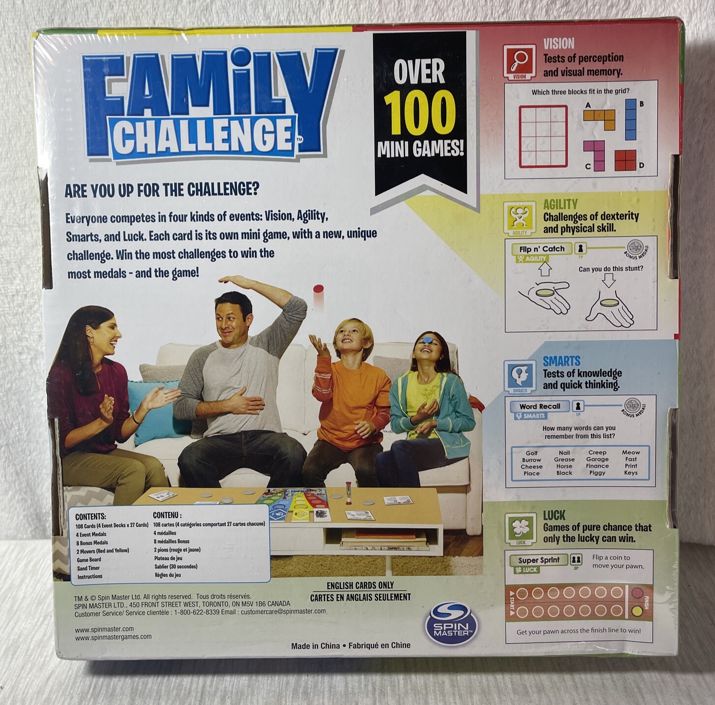 Family Challenge Board Game Spin Master 100 Mini Games Family Night NEW SEALED
