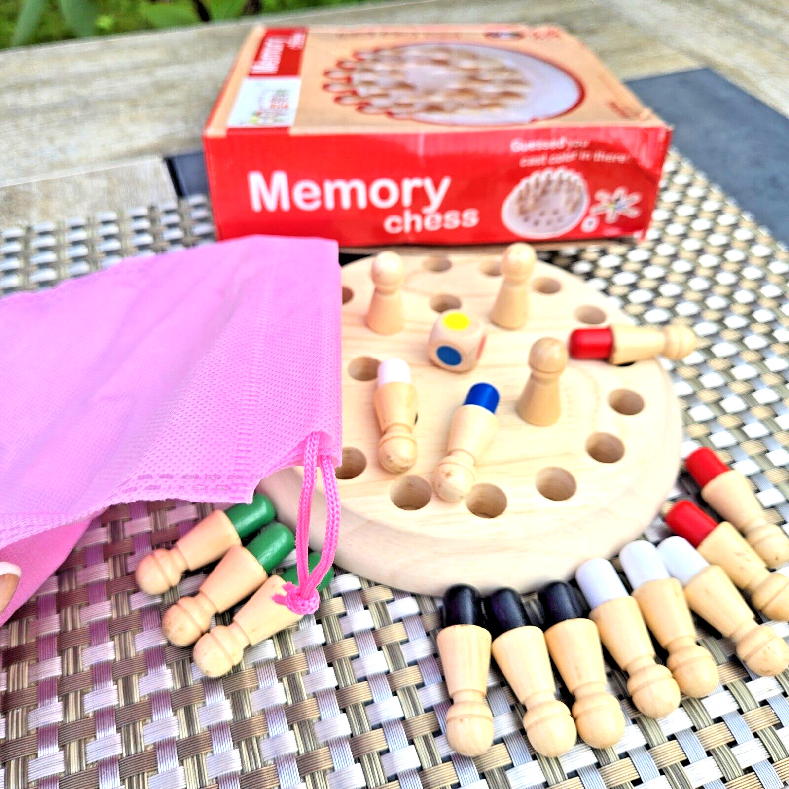 Wooden Memory Game Multi Player Family Match Kids Chess Board Guoguoshu EUC T