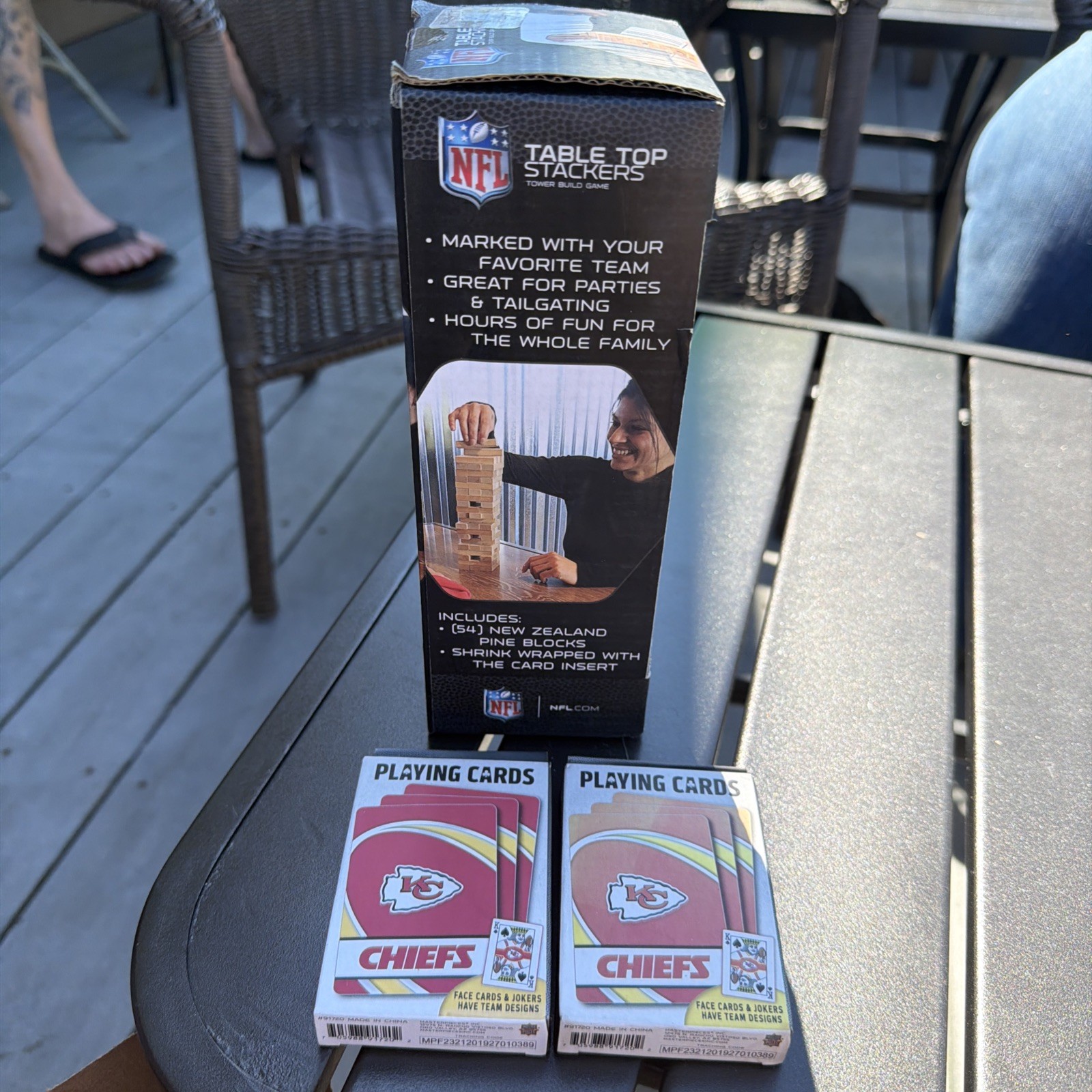 NFL Table Top Stackers Chiefs Wood Block Family Game Sports Theme w/cards