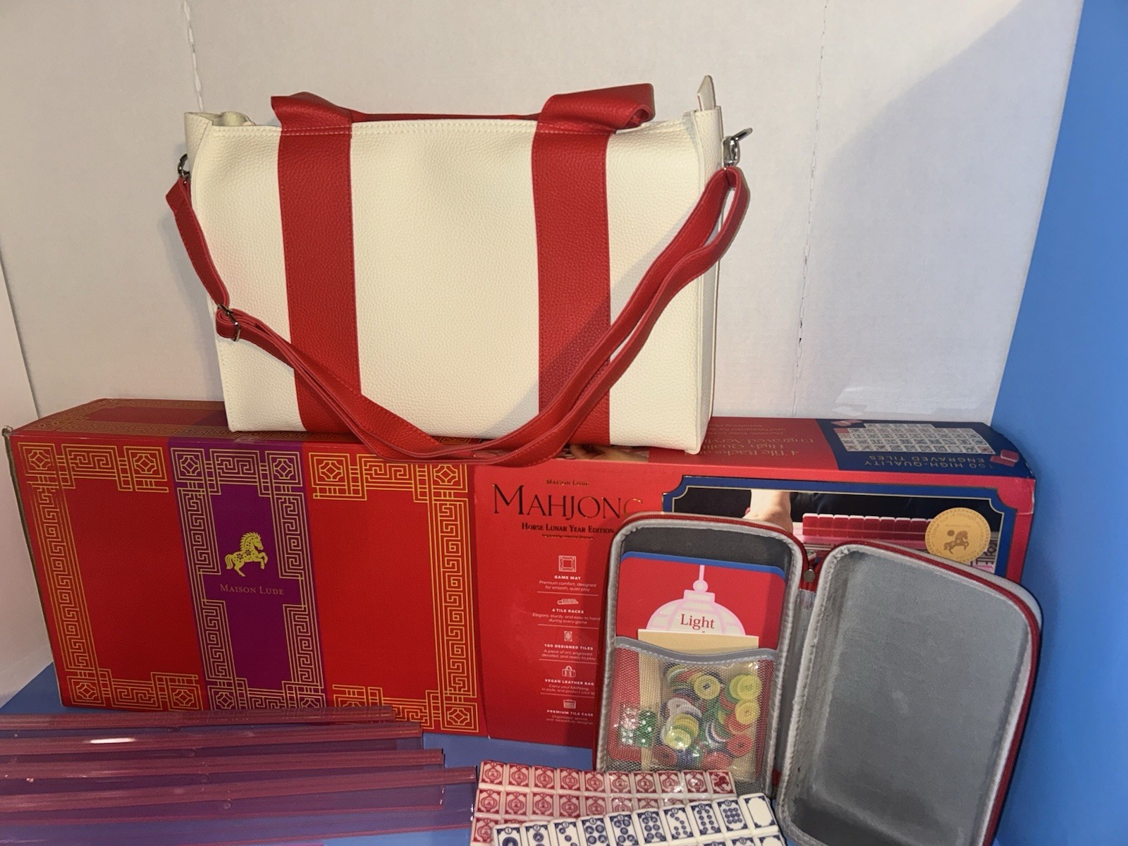 Deluxe Acrylic HORSE LUNAR YEAR Edition Mahjong Starter Kit Maison Lude Open Box