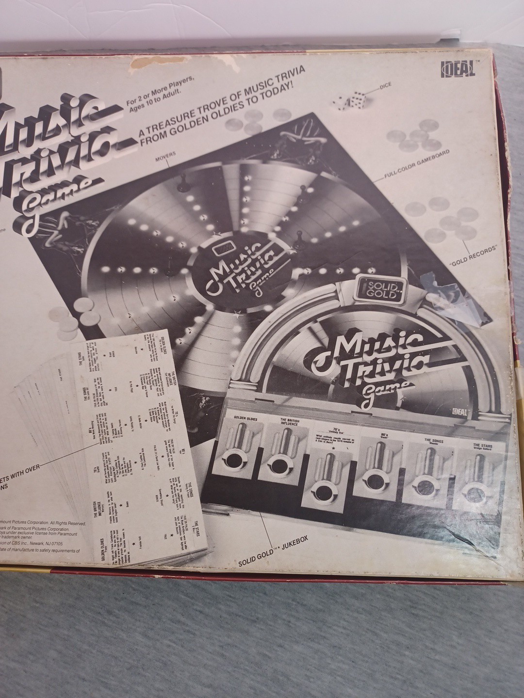 Vtg Solid Gold Music Trivia game 1984 Ideal Board Game, pre-owned