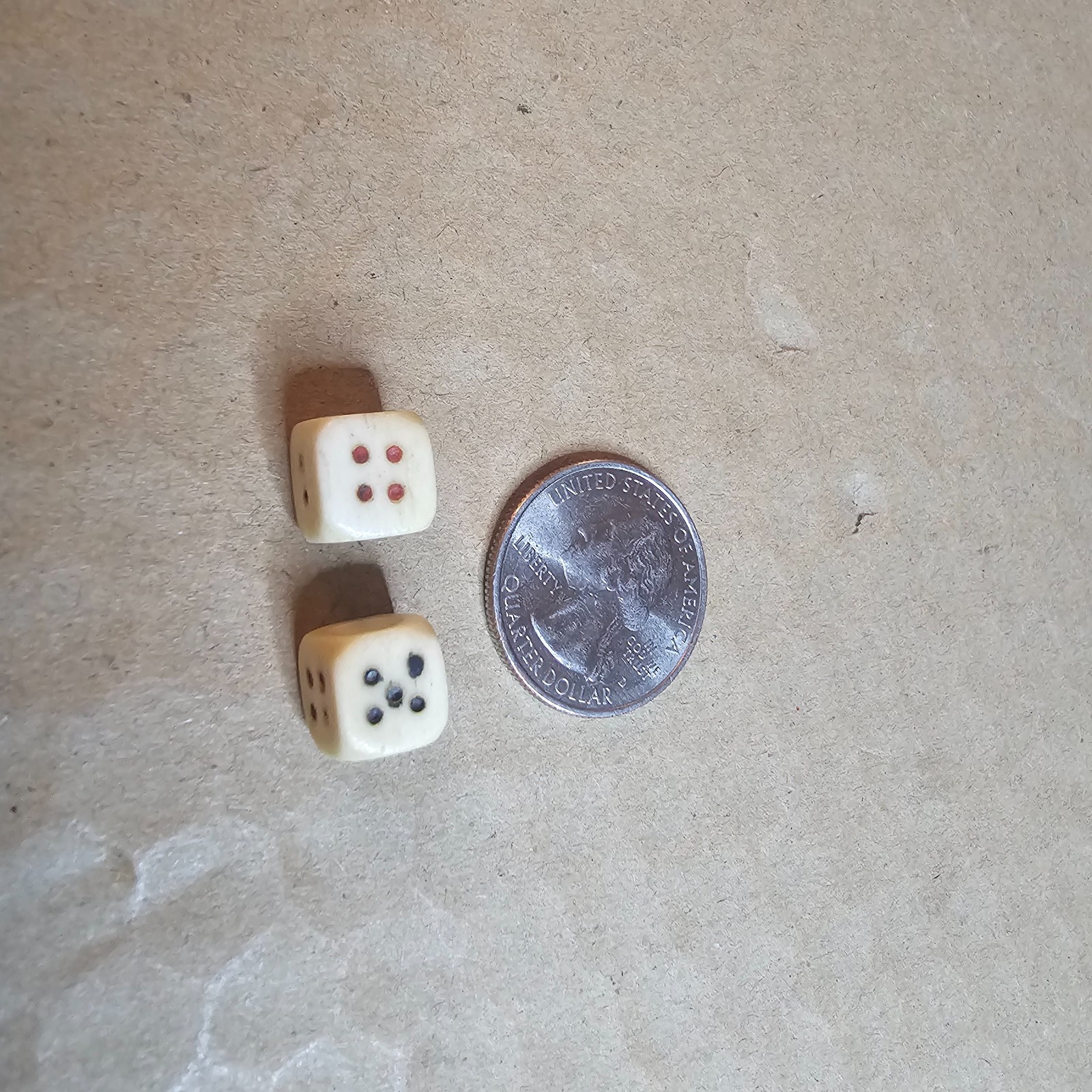 ~4~ 1920-30s MAH-JONG BONE or ?? VERY SMALL DICE MINI MINIATURE MA JONGG MAHJONG