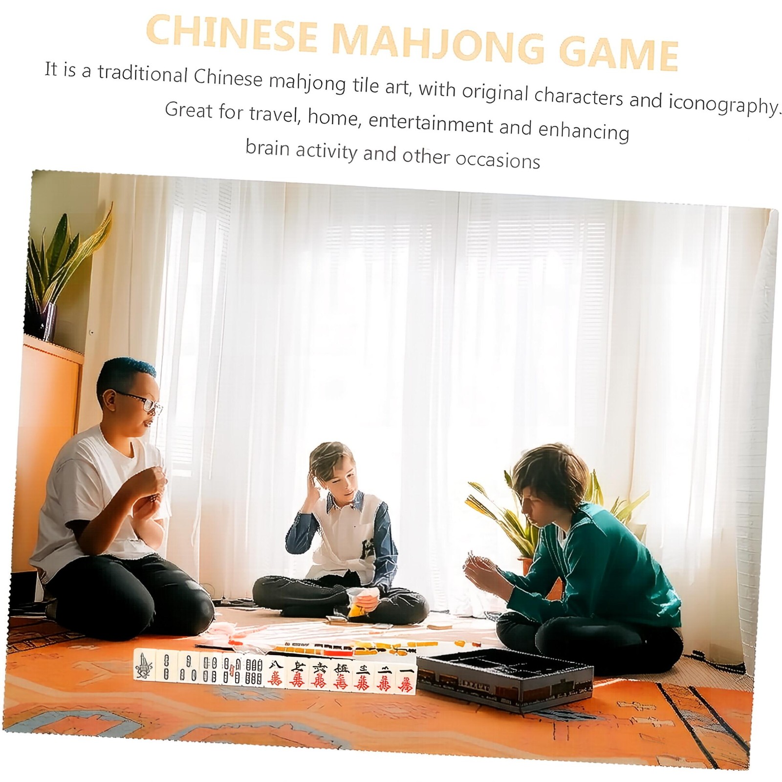 Vintage Chinese Mahjong Set Traditional 144 Tiles Mah-Jong Game Set w/ Case Box