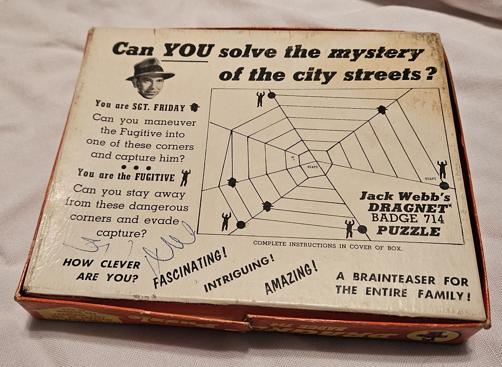 Transogram DRAGNET Badge 714 Brain Teaser Game Puzzle 1955 USA Vintage 50s