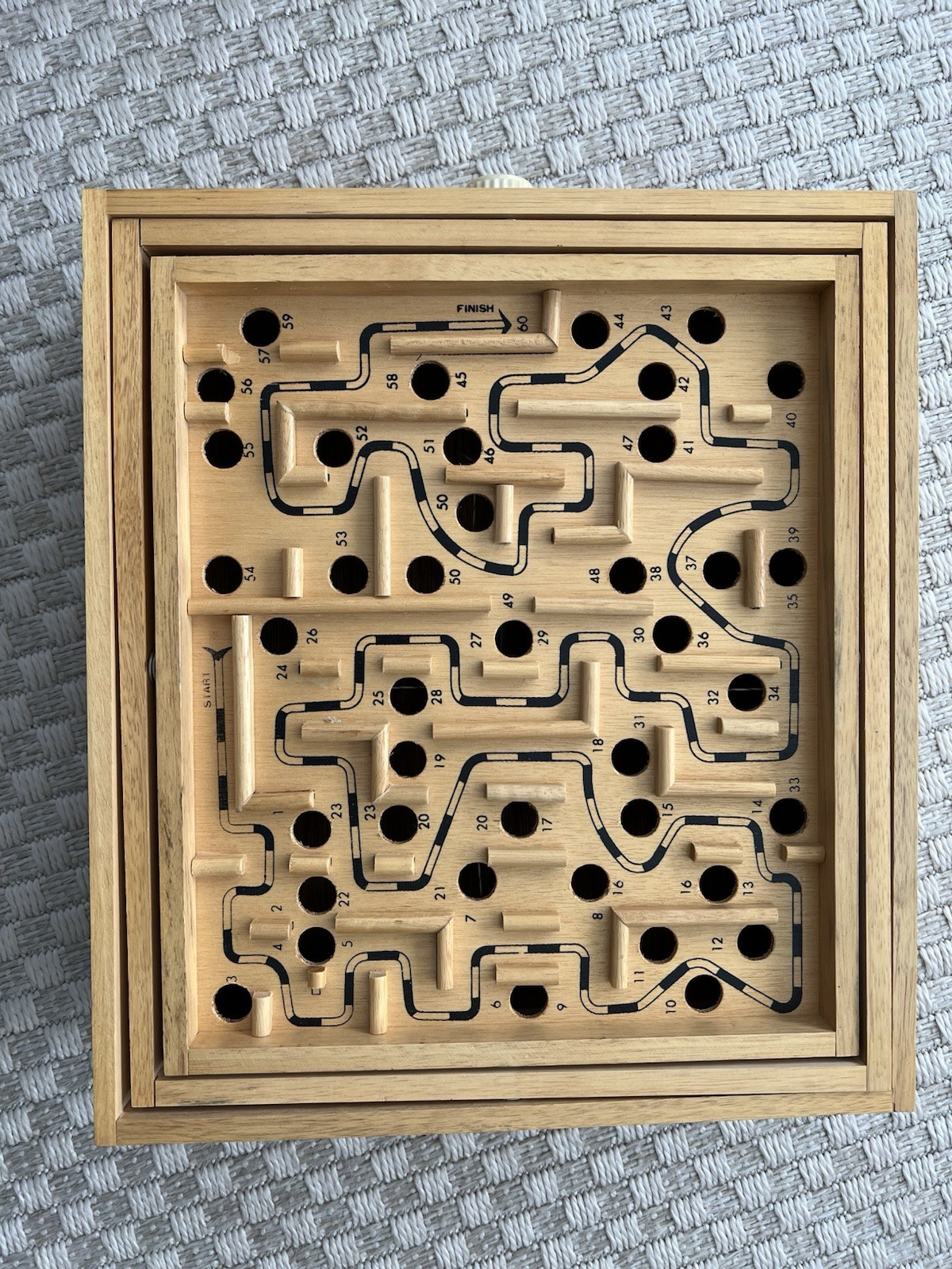 Vintage 1970s Labyrinth Wood Maze Balance Strategy Game w Marbles 9x11x2.5 Works