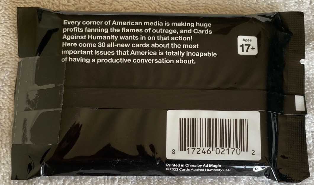 CARDS AGAINST HUMANITY Game + Culture Wars Expansion Pack Early Version 1.5 2013