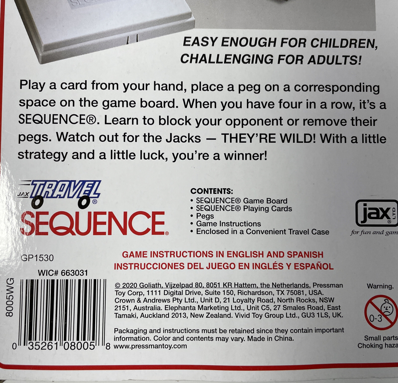 Sequence Strategy Travel Game With Case Kids Adults Fun Travel Game