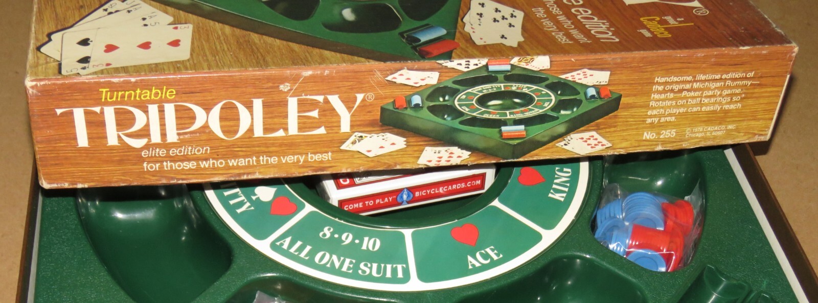 Vintage 1976 Cadaco Turntable TRIPOLEY Elite Edition Game No.255 – New Card Deck