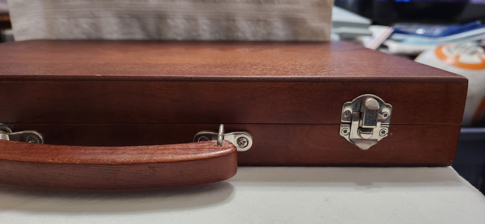 Solid Wood Backgammon Game Varnished Folding Board Set Complete EUC