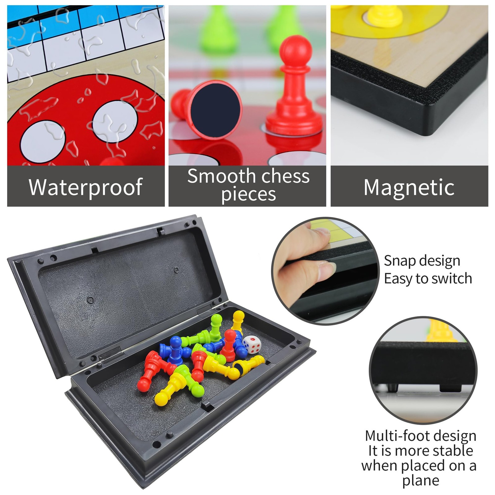 Magnetic Ludo Travel Board Game Set, Folding Design and Light-Weight, Gift for K
