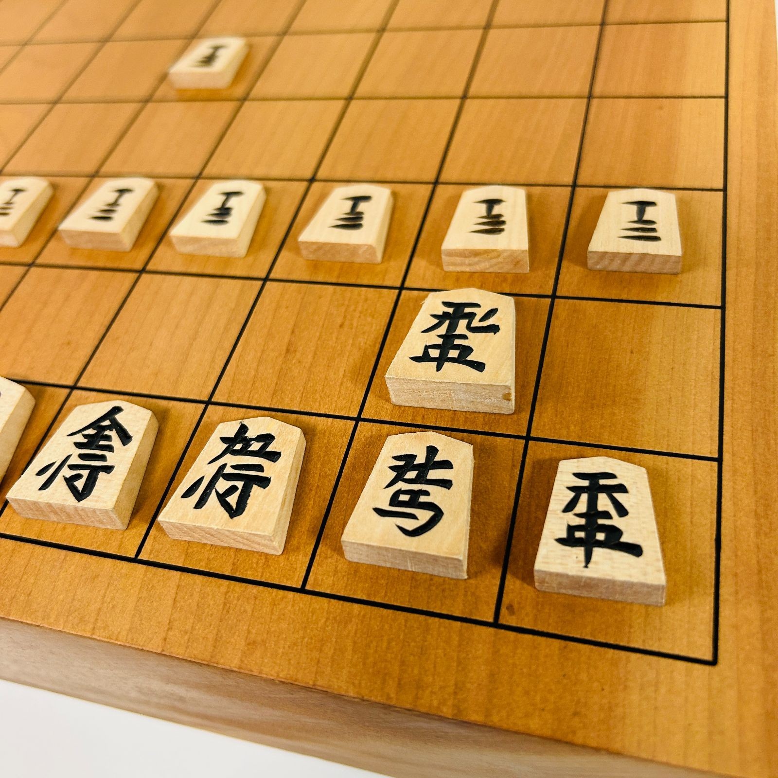 Natural Wood Black Carved Shogi Playable Set