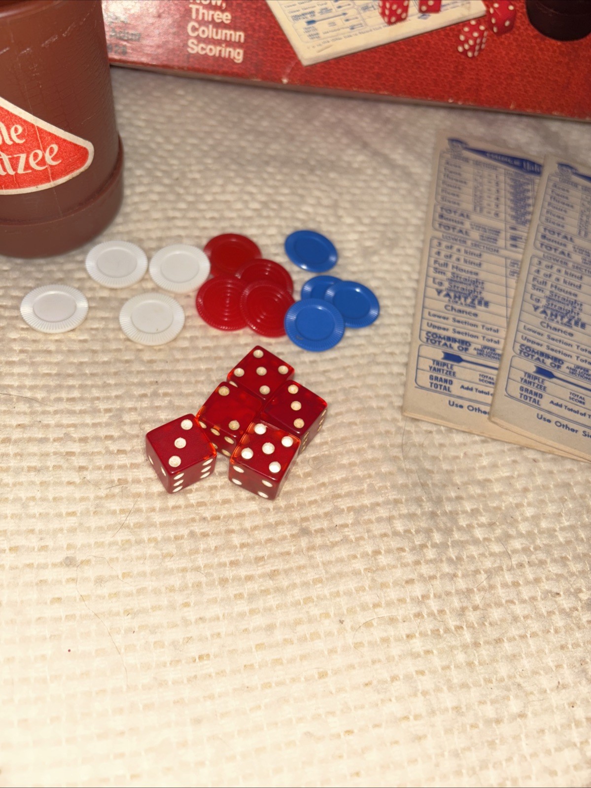 Vintage 1973 Triple Yahtzee Dice Game, No Instruction Book, Multiple Score Pads