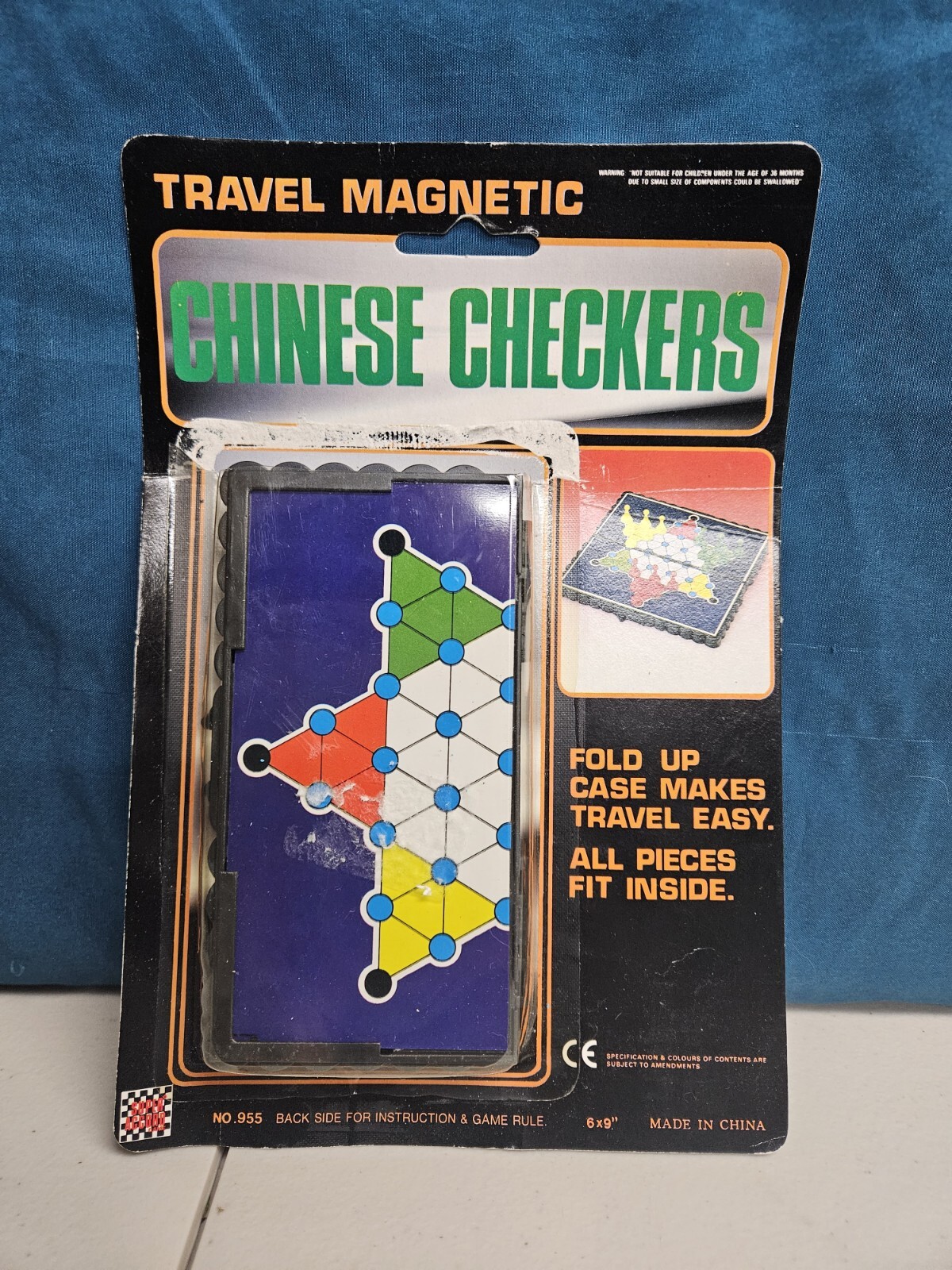 Vintage Travel Magnetic Chinese Checkers Game Fold Up