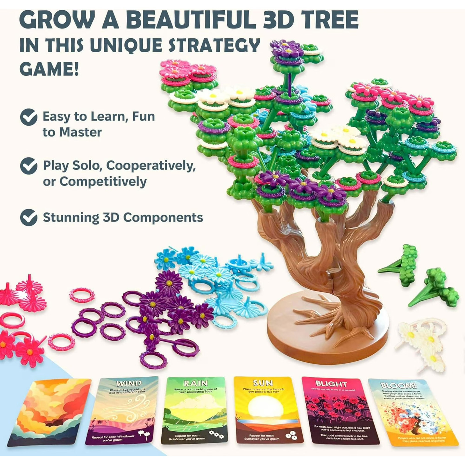 Bloomchasers A Delightfully 3D Game of Flowers and Wits Strategy Board Game NEW