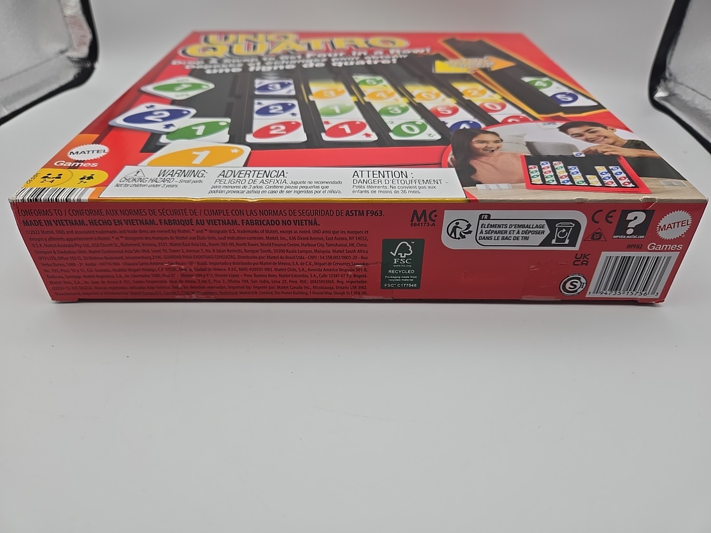 Uno Quatro Game Adult Family Game Night Mattel Board Game Strategy Ages 7+
