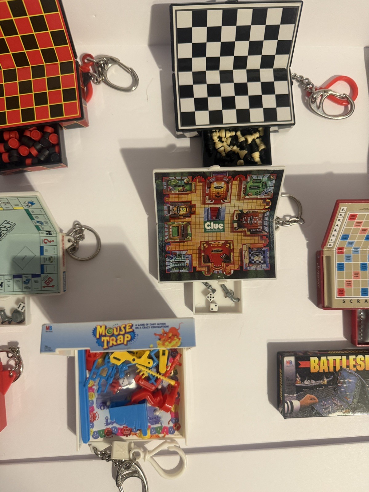 Lot of 12 Vintage Mini Board Game Keychains Mattel Hasbro 90’s Sweet N Fun
