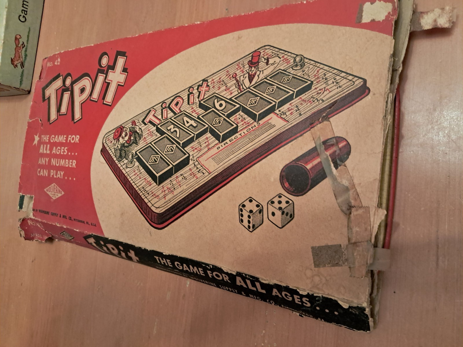 2 Vintage board games/tin toy Tipit by Wolverine & Fox and Hounds