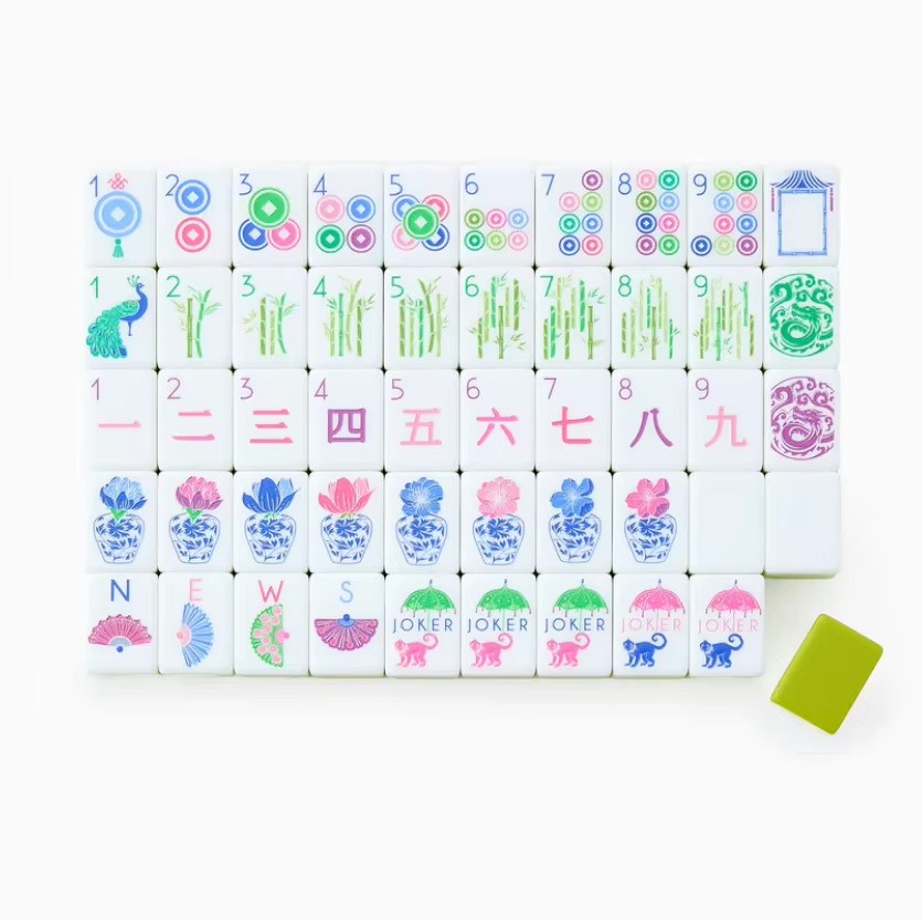 NEW! Vibrant Layered Mahjong Tiles – Full American Set 160Tiles – apple green