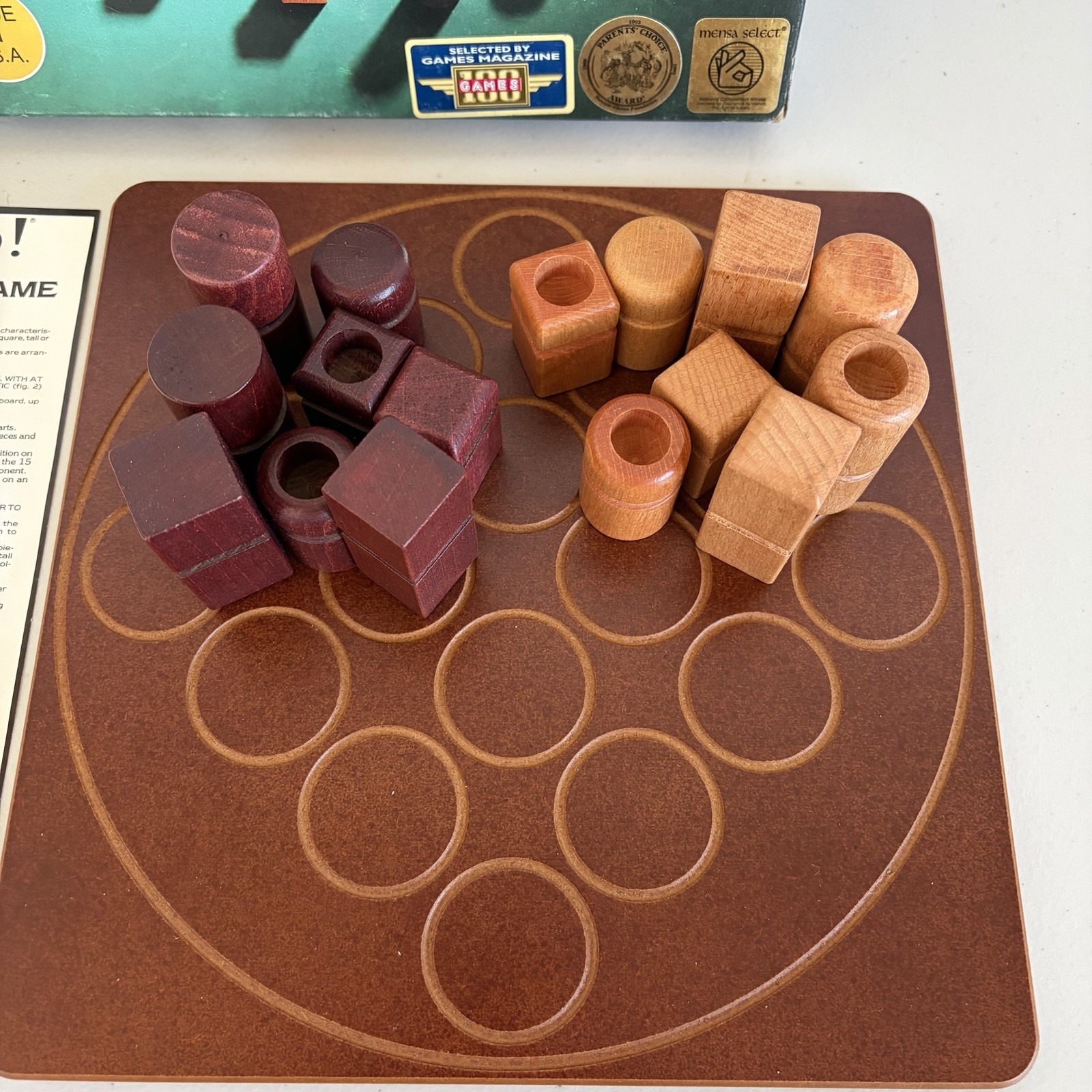 QUARTO! Wooden Board Game Vintage 1993 Gigamic, Mensa Select Complete!