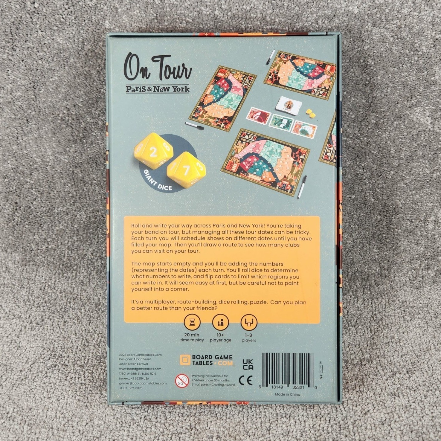 Board Game Tables On Tour Paris & New York Strategy Roll and Write Board Game