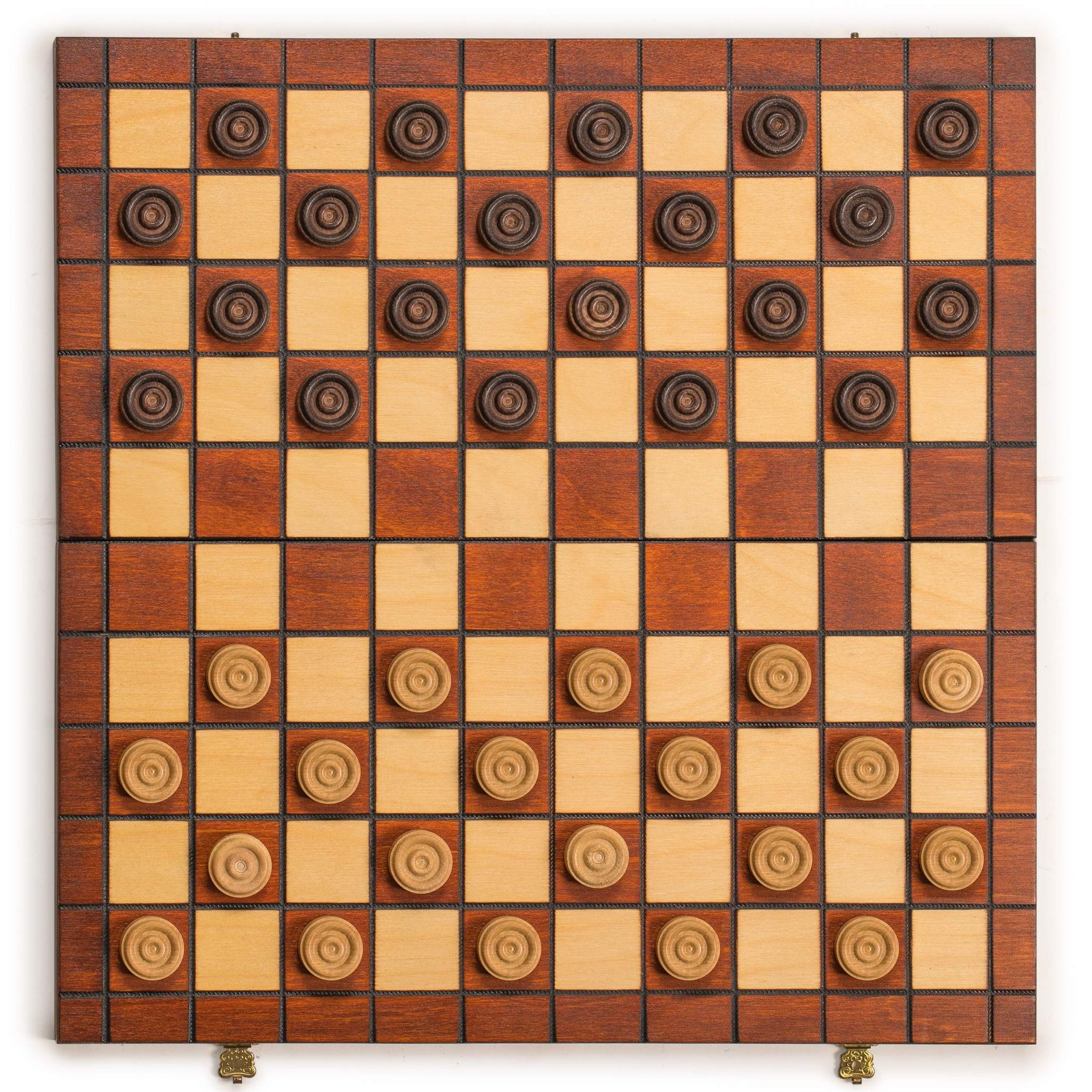Checkers Set in Folding Wooden Case – 100 Playing Field – 15-1/2”