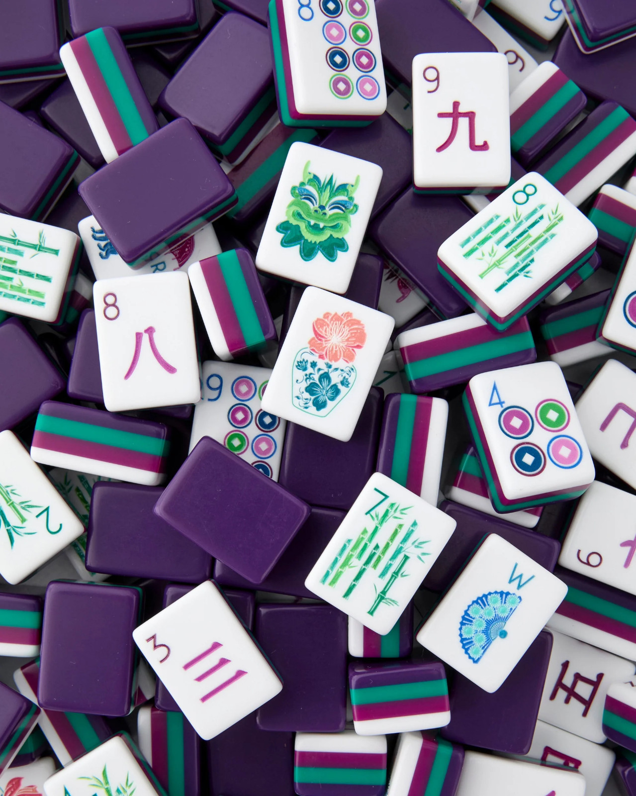 American Mahjong Game Set, 160 Dark Purple Layered Mah Jong Tiles