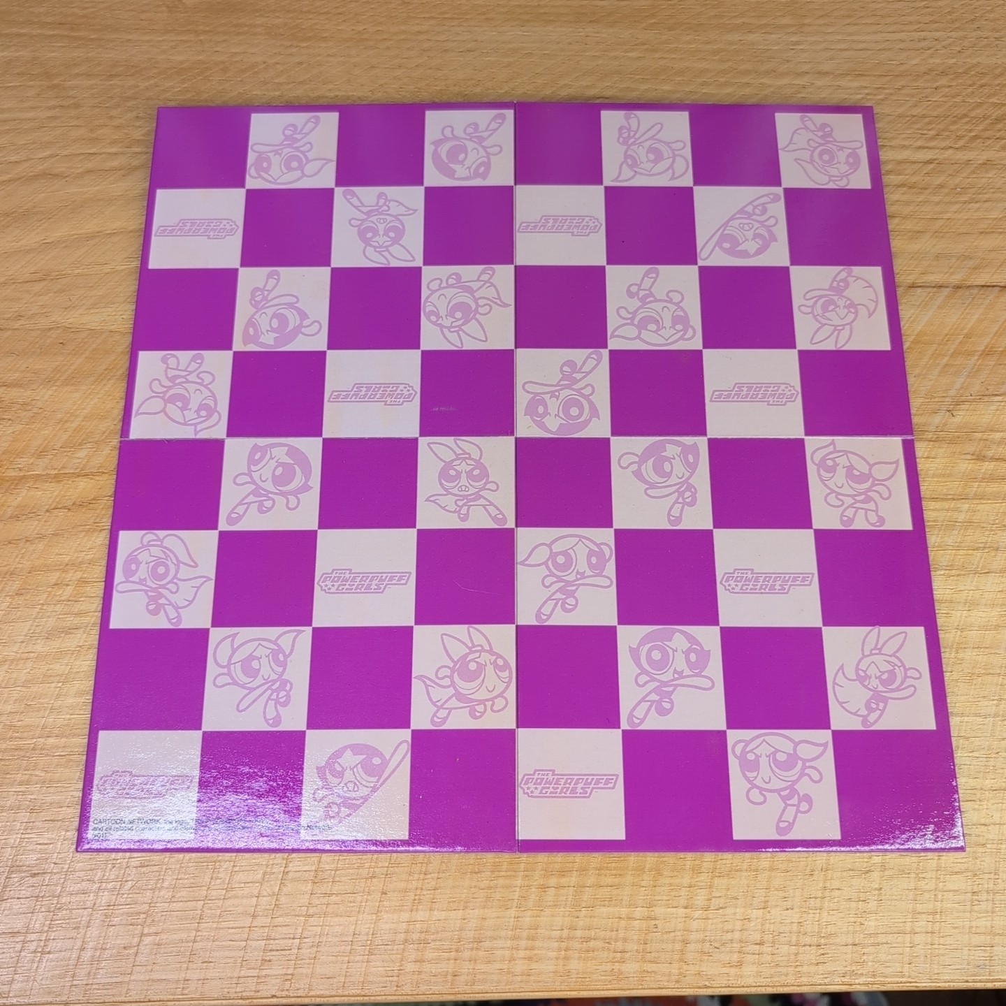 Vtg Powerpuff Girls Folding Checkers Board & Pieces Complete (from popcorn tin)