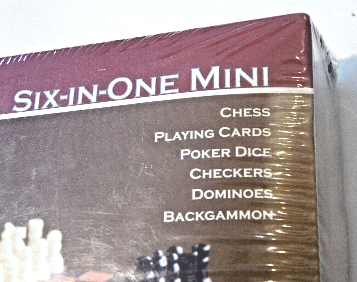 Mini Solitaire 6 in 1 Games CHESS CHECKERS DOMINOES BACKGAMMON CARDS POKER DICE