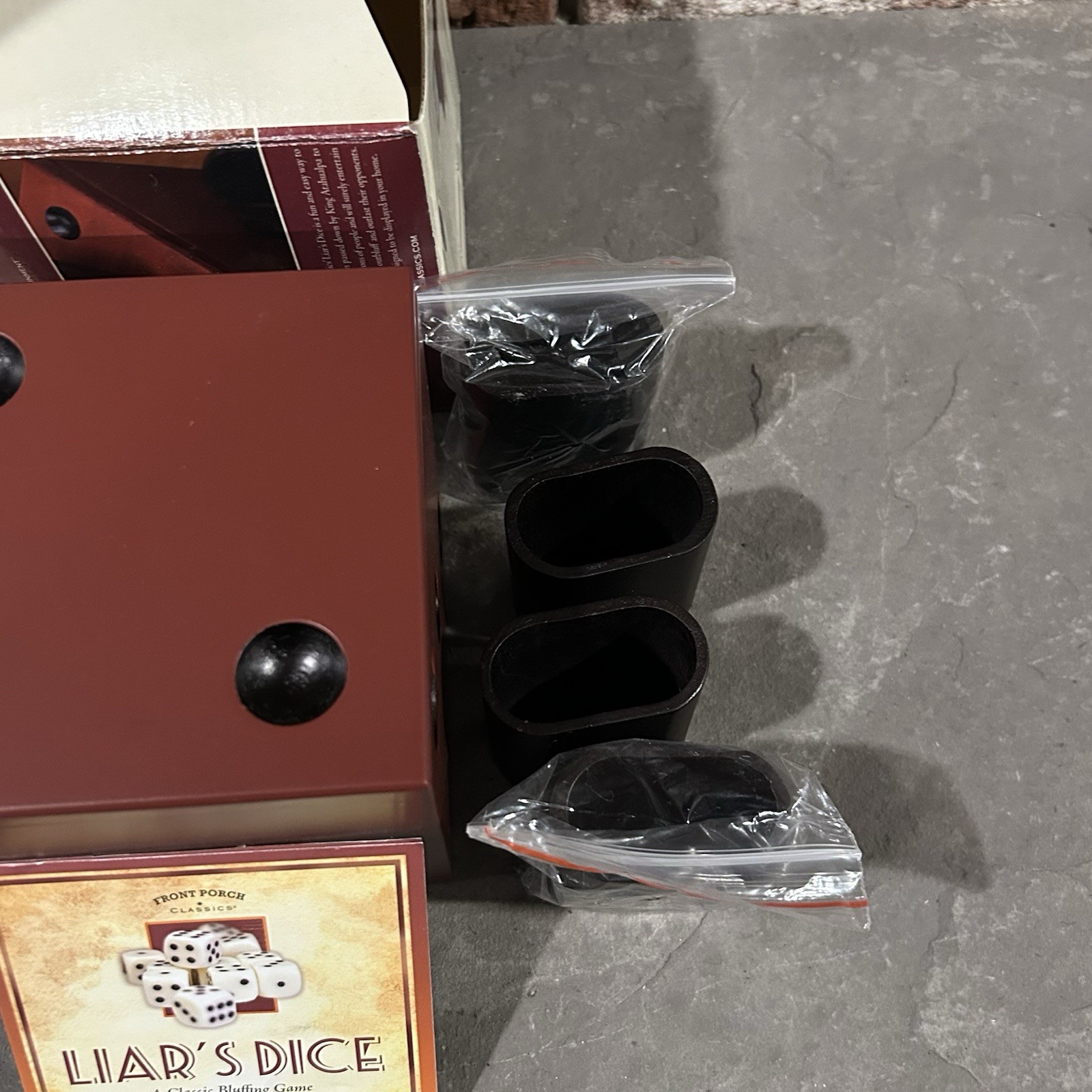 Front Porch Classics Liar’s Dice A Classic Bluffing Game set in storage case – B