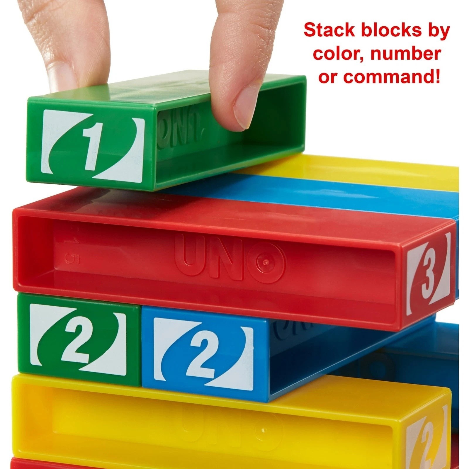 UNO Stacko Party Game Colored Stacking Blocks Balance Big-Brand New in Box