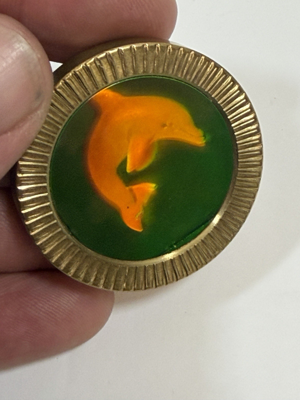 VTG Holographic Hologram Dolphin Heavy Brass Metal POG Slammer