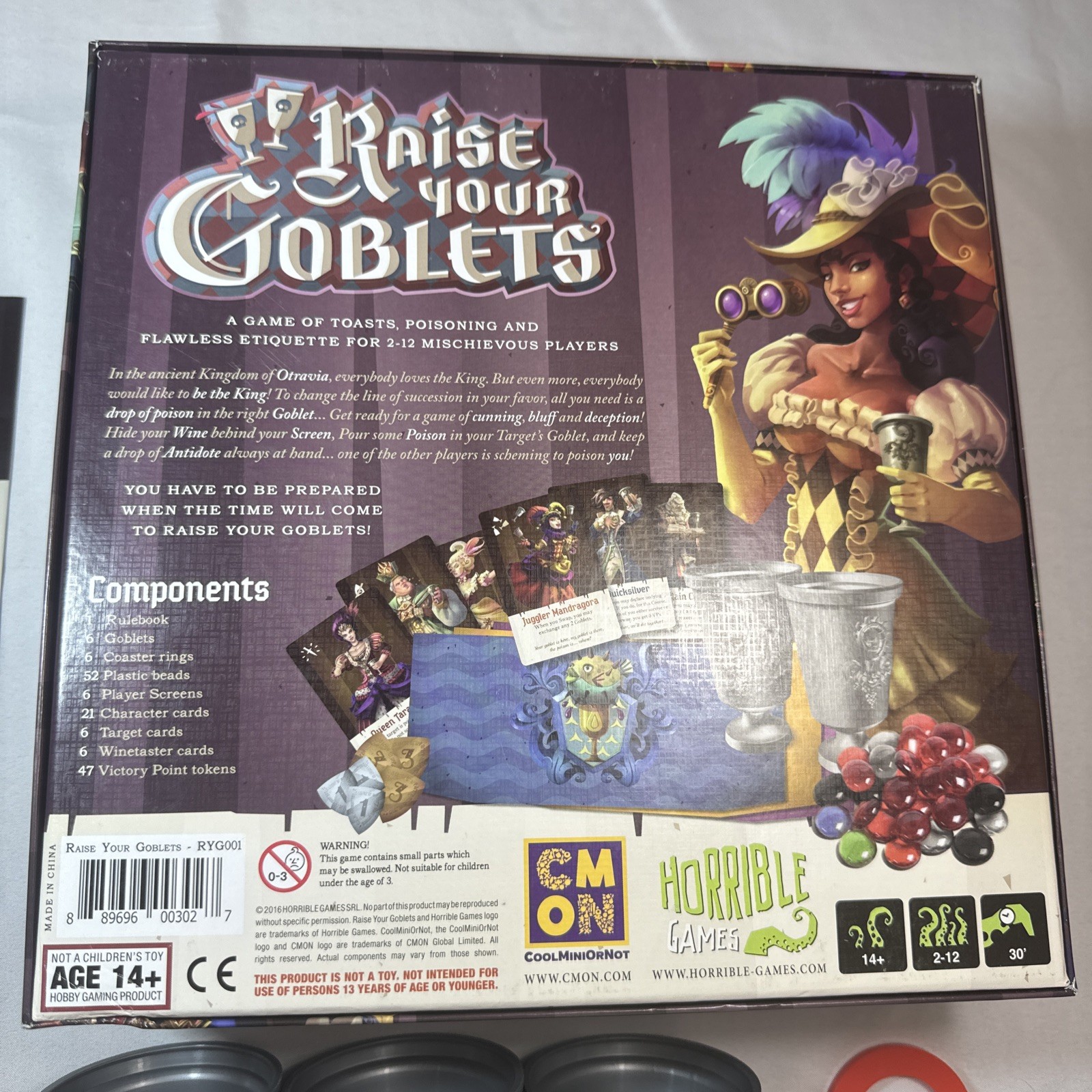 Raise Your Goblets Board Game 2016 CMON Horrible Games 100% COMPLETE