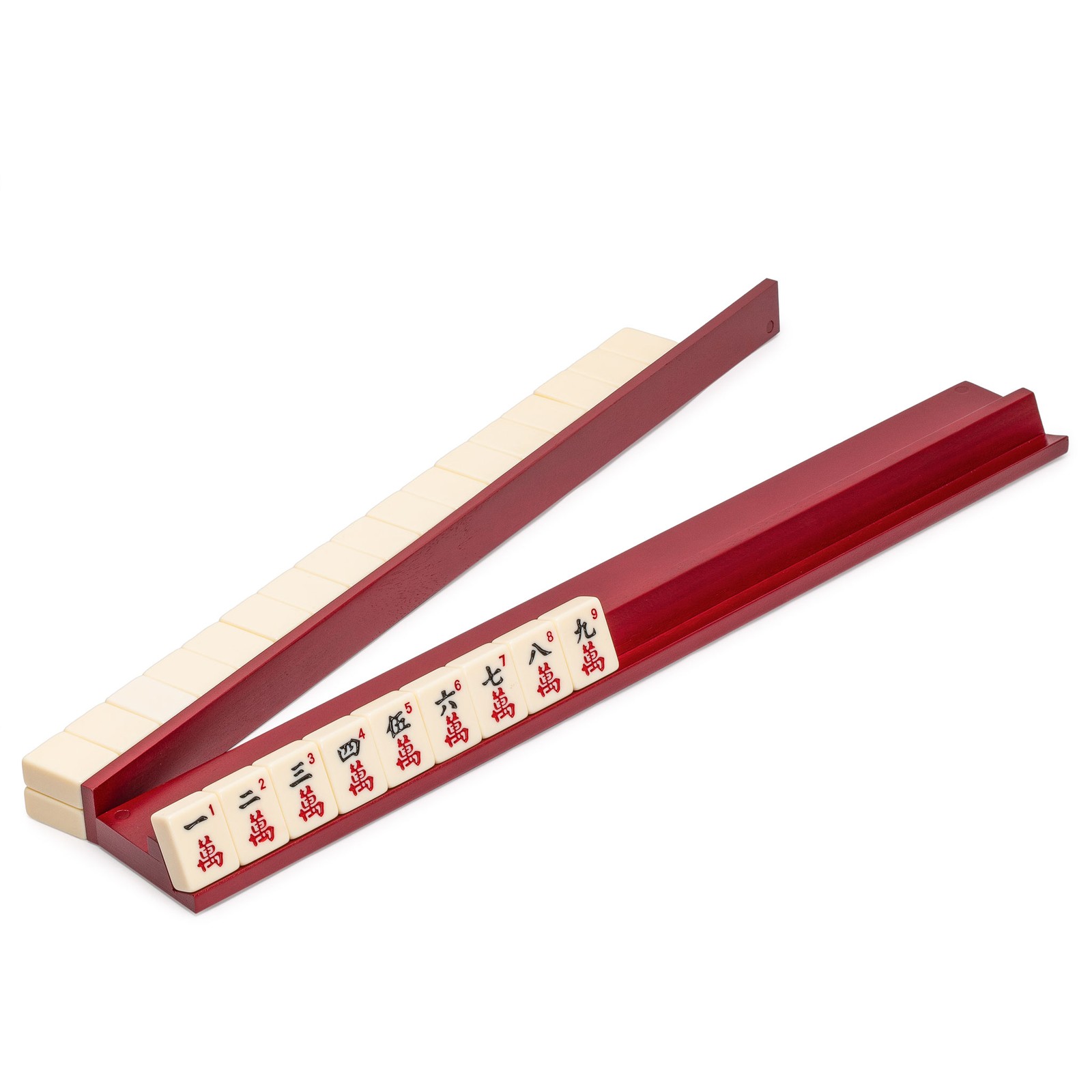 Dark Camphor Wooden Mahjong Game Racks with Pushers, 45cm – Set of 4