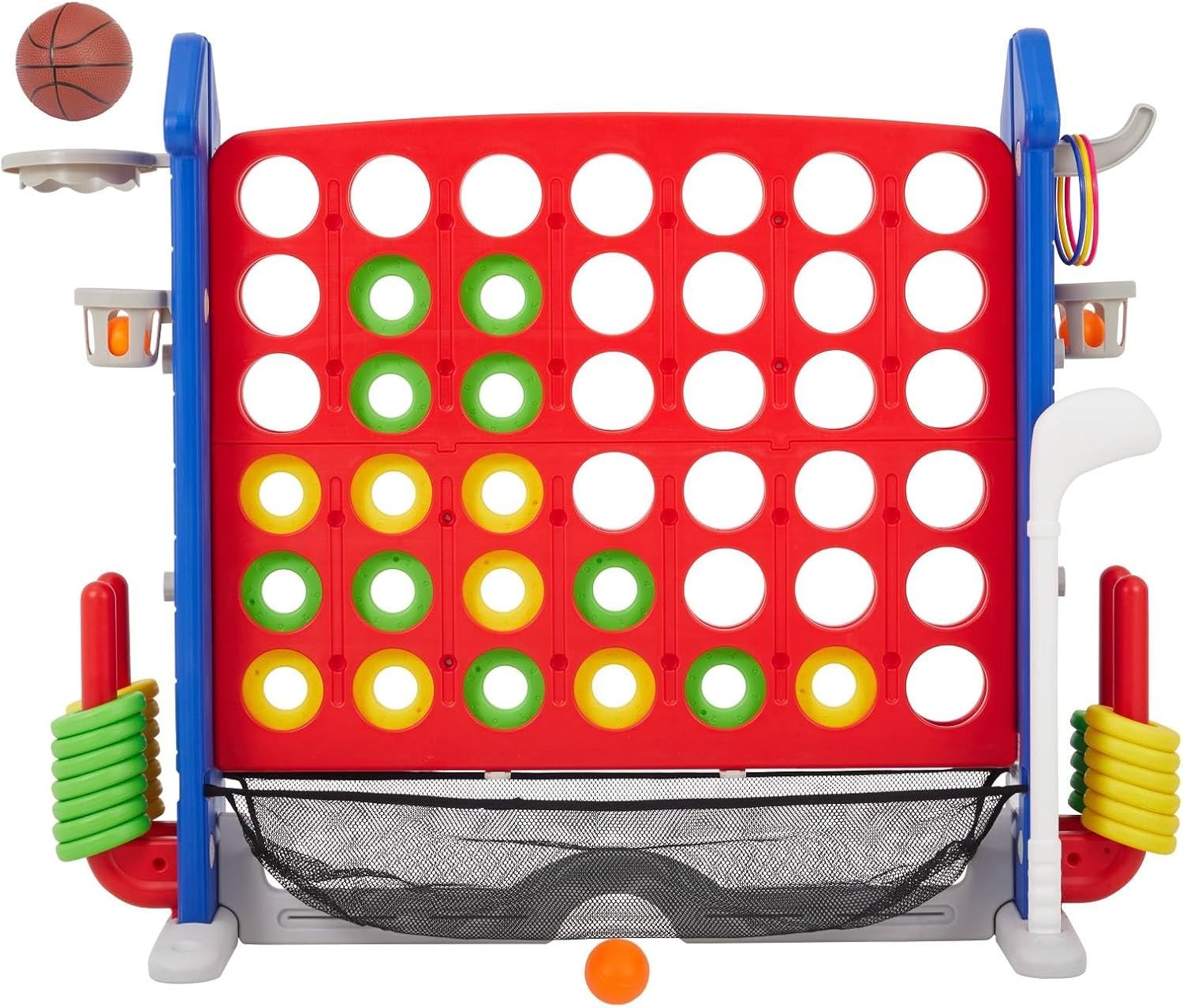 Giant 4-in-1 Connect Game Set Jumbo Outdoor Fun with Mini Basketball for Kids